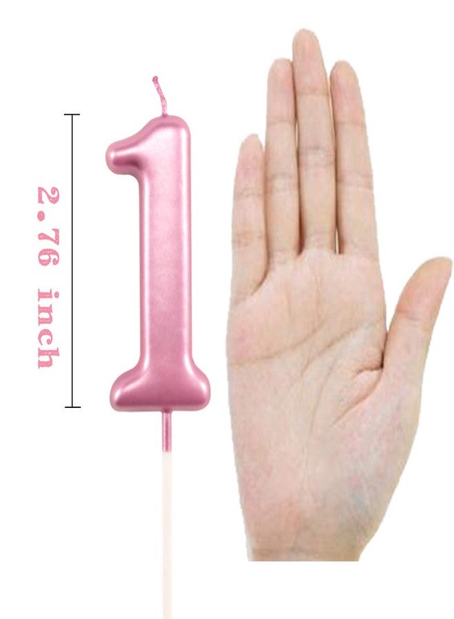 XNOVA 1st Birthday Candle First Year Pink Happy Birthday Number One Candles for Cake Topper Decoration for Party Kids Adults Numeral 1 10 100 11 21 16 14 12 18 13 11 91 - Image 2